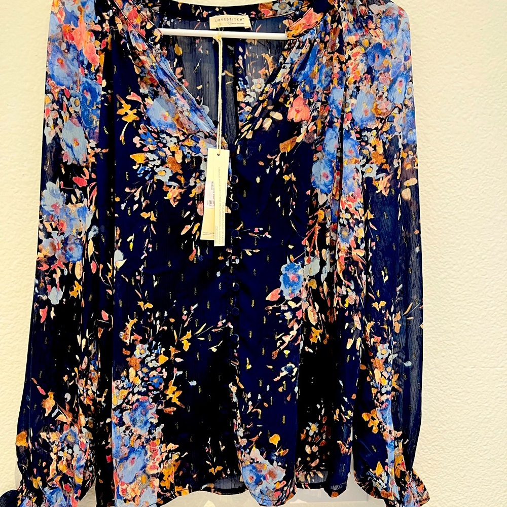 Women’s bohemian button front blouse .